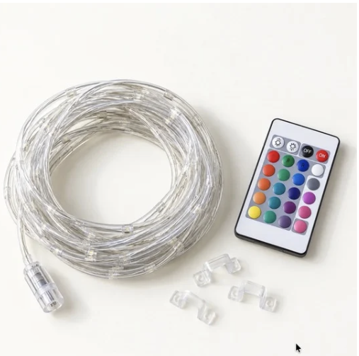 Coiled LED Strip + Remote + Clips Kit