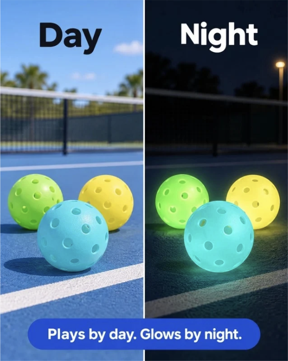 TennisGlow pickleballs — plays by day, glows by night